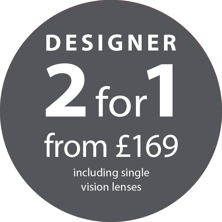 Designer 2 for 1 from £169 including single vision lenses
