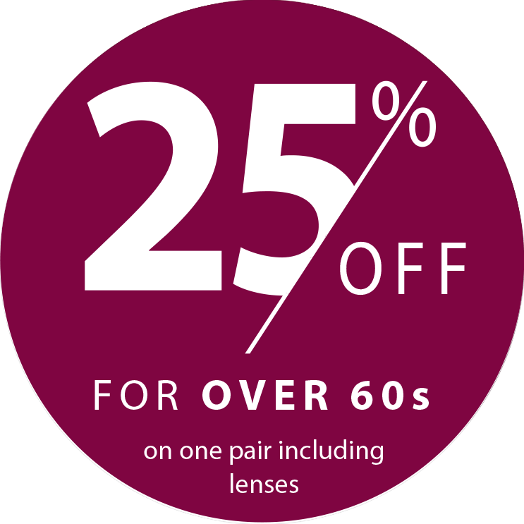 25% off for over 60s on one pair including lenses