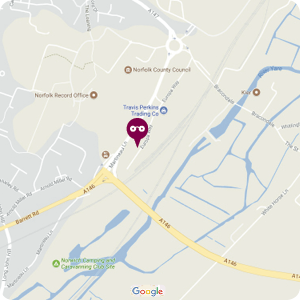 Map showing The Specs Factory Norwich, 1 Europa Way, Martineau Lane, Norwich NR1 2EN